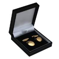 Hard Gold Plated 12x17mm oval hand engraved chain Cufflinks
