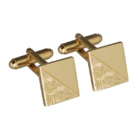 Hard Gold Plated 14mm square hand engraved swivel Cufflinks