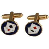 Hard Gold Plated 14x12mm oval Poker swivel Cufflinks