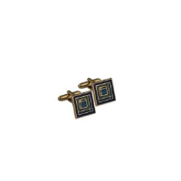 Hard Gold Plated 16mm square enamel swivel Cufflinks