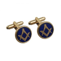 Hard Gold Plated 17mm round cold cure enamel Masonic swivel Cufflinks