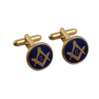 Hard Gold Plated 17mm round cold cure enamel Masonic with 'G' swivel Cufflinks
