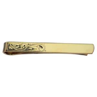 Hard Gold Plated 6x55mm half hand engraved Tie Slide