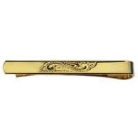 Hard Gold Plated 6x55mm hand engraved Tie Slide