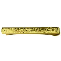 Hard Gold Plated 6x55mm middle hand engraved Tie Slide
