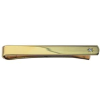 Hard Gold Plated 6x55mm star set CZ Tie Slide