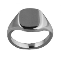 Platinum 950 12x10mm solid plain cushion Signet Ring Sizes J-S
