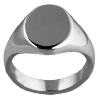 Platinum 950 13x10mm solid plain oval Signet Ring Sizes I-W