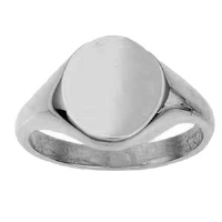 Platinum 950 14x12mm solid plain oval Signet Ring Sizes N-W