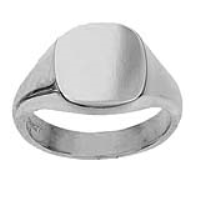 Platinum 950 14x13mm solid plain cushion Signet Ring Sizes R-W