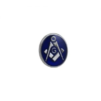 Rhodium Plated 12x10mm oval cold cure enamel Masonic with 'G' Tie Tack