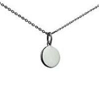 Silver 10mm plain round Disc Pendant with a 1mm wide rolo Chain 22 inches