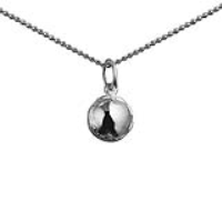 Silver 10mm solid Cricket Ball Pendant with a 1.3mm wide curb Chain 24 inches