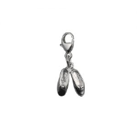 Silver 10x10mm Ballet Slippers Charm on a lobster trigger
