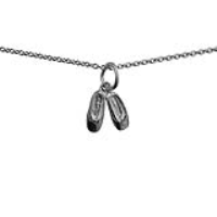 Silver 10x10mm Ballet Slippers Pendant with a 1mm wide rolo Chain
