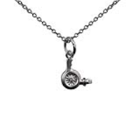 Silver 10x10mm Hairdressers Hair Dryer Pendant with a 1mm wide rolo Chain 18 inches