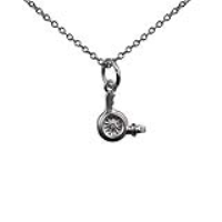 Silver 10x10mm Hairdressers Hair Dryer Pendant with a 1mm wide rolo Chain 24 inches