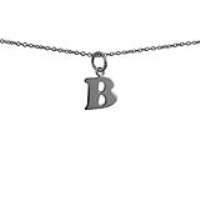Silver 10x10mm plain Initial B Pendant with a 1mm wide rolo Chain 22 inches