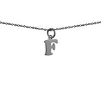 Silver 10x10mm plain Initial F Pendant with a 1mm wide rolo Chain
