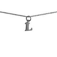 Silver 10x10mm plain Initial L Pendant with a 1mm wide rolo Chain 18 inches