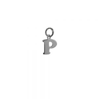 Silver 10x10mm plain Initial P Pendant or Charm