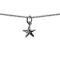 Silver 10x10mm Starfish Pendant with a 1mm wide rolo Chain 14 inches Only Suitable for Children