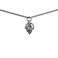 Silver 10x11mm Skull Pendant with a 1.3mm wide curb Chain 24 inches