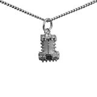 Silver 10x13mm hollow Westminster Abbey Pendant with a 1.3mm wide curb Chain
