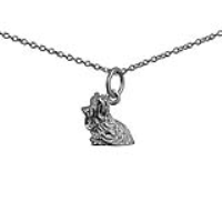 Silver 10x14mm Yorkshire Terrier Pendant with a 1mm wide rolo Chain 22 inches