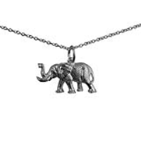 Silver 10x20mm Elephant Pendant with a 1mm wide rolo Chain 14 inches Only Suitable for Children