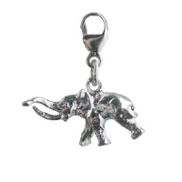 Silver 10x20mm tusker Elephant Charm on a lobster trigger