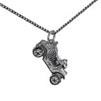 Silver 10x20mm Vintage Car Pendant with a 1.3mm wide curb Chain 22 inches