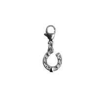 Silver 10x9mm Lucky Horse Shoe Charm with lobster trigger