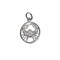 Silver 11mm pierced Cancer Zodiac Pendant