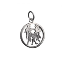Silver 11mm pierced Gemini Zodiac Pendant