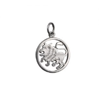 Silver 11mm pierced Leo Zodiac Pendant