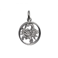 Silver 11mm pierced Scorpio Zodiac Pendant
