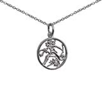 Silver 11mm pierced Virgo Zodiac Pendant with a 1mm wide rolo Chain 18 inches