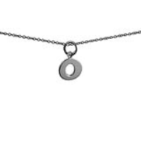Silver 11x10mm plain Initial O Pendant with a 1mm wide rolo Chain 18 inches
