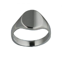 Silver 11x10mm solid plain oval Signet Ring Sizes J-Q