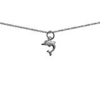 Silver 11x11mm Dolphin Pendant with a 1mm wide rolo Chain 22 inches