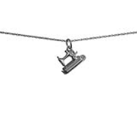 Silver 11x11mm moveable Sewing Machine Pendant with a 1mm wide rolo Chain 24 inches