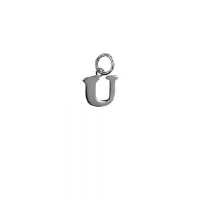 Silver 11x11mm plain Initial U Pendant or Charm
