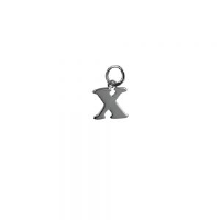 Silver 11x11mm plain Initial X Pendant or Charm