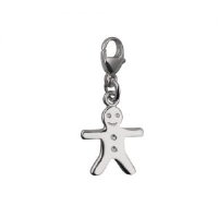 Silver 11x12mm Gingerbread Man Charm on a lobster trigger