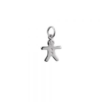 Silver 11x12mm Gingerbread Man Pendant or Charm