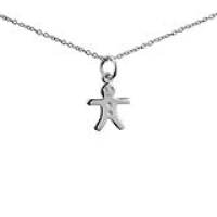 Silver 11x12mm Gingerbread man Pendant with a 1mm wide rolo Chain