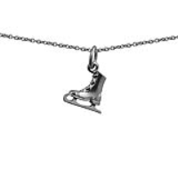 Silver 11x12mm Ice Skating Boot Pendant with a 1mm wide rolo Chain 20 inches