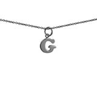 Silver 11x12mm plain Initial G Pendant with a 1mm wide rolo Chain 14 inches Only Suitable for Children