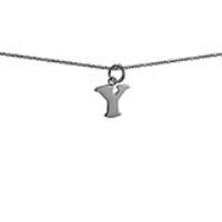 Silver 11x12mm plain Initial Y Pendant with a 1mm wide rolo Chain